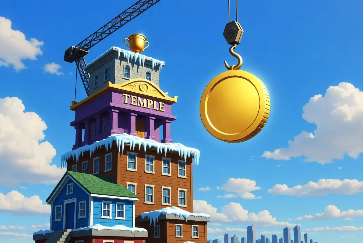 Tower Rush gameplay screen showing a stacked tower and cash-out button